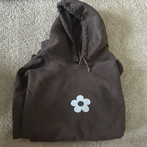 Custom made Brown hoodie Flower Design